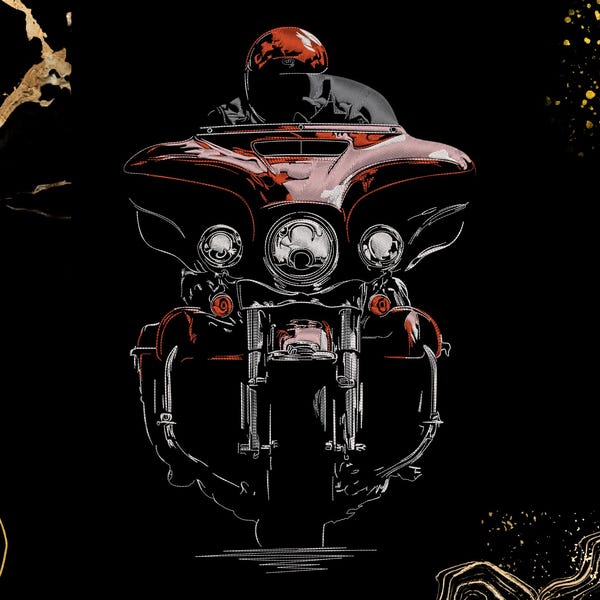 Biker Cruiser Embroidery Design | Motorcycle Rider Theme | Biker Gifts Decor | Digital Machine File | Motorbike Stitch Pattern | Exp Dst Pes