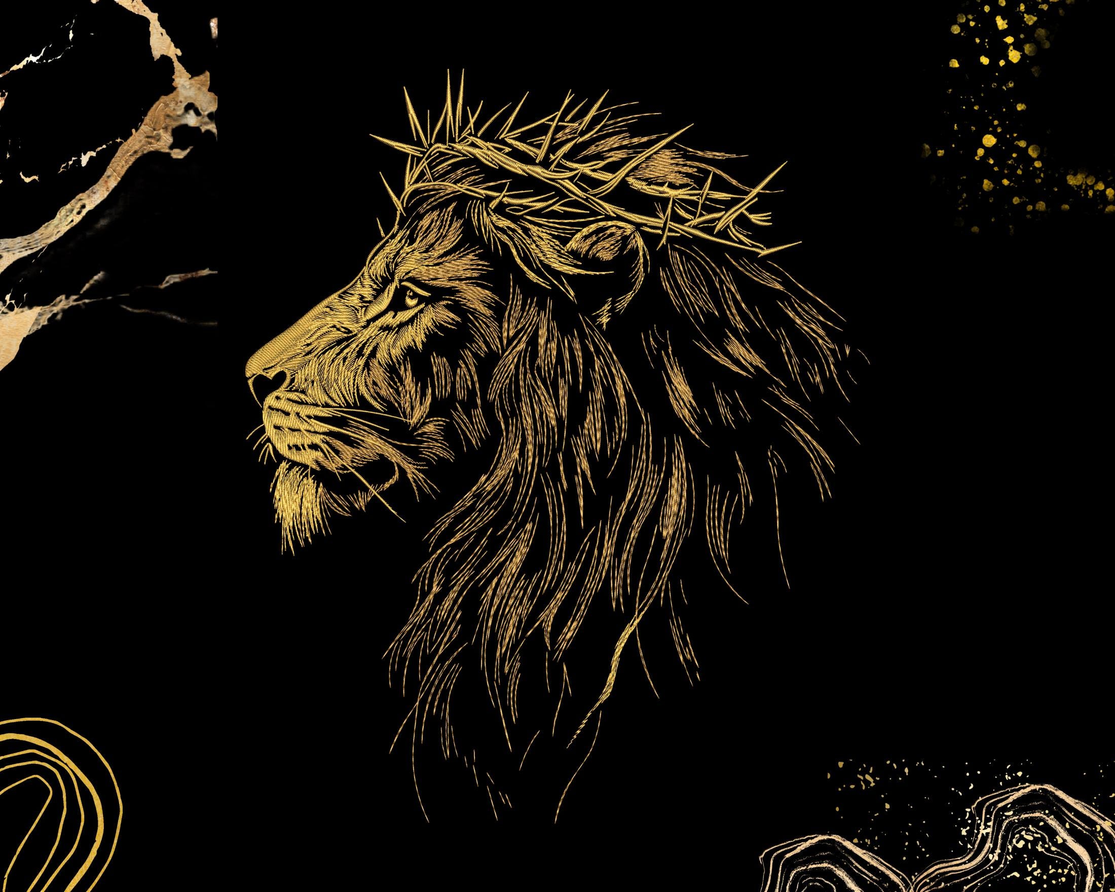 Lion Embroidery Design | Crown of Thorns Christian Art | Machine Embroidery | Digital Download | Religious Faith Symbol | Instant Download