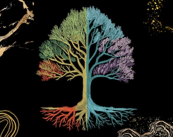 Stickdatei Baum des Lebens | Jahreszeiten Natur Kunst | Wohnkultur und Geschenke | Digitale Maschinenstickdatei | Bunter Baum | Exp, Dst