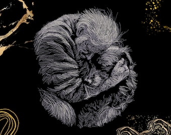 Old Man Hugging Dog Embroidery Design | Emotional Grandfather and Senior Dog Portrait, Realistic Art | Machine Embroidery File