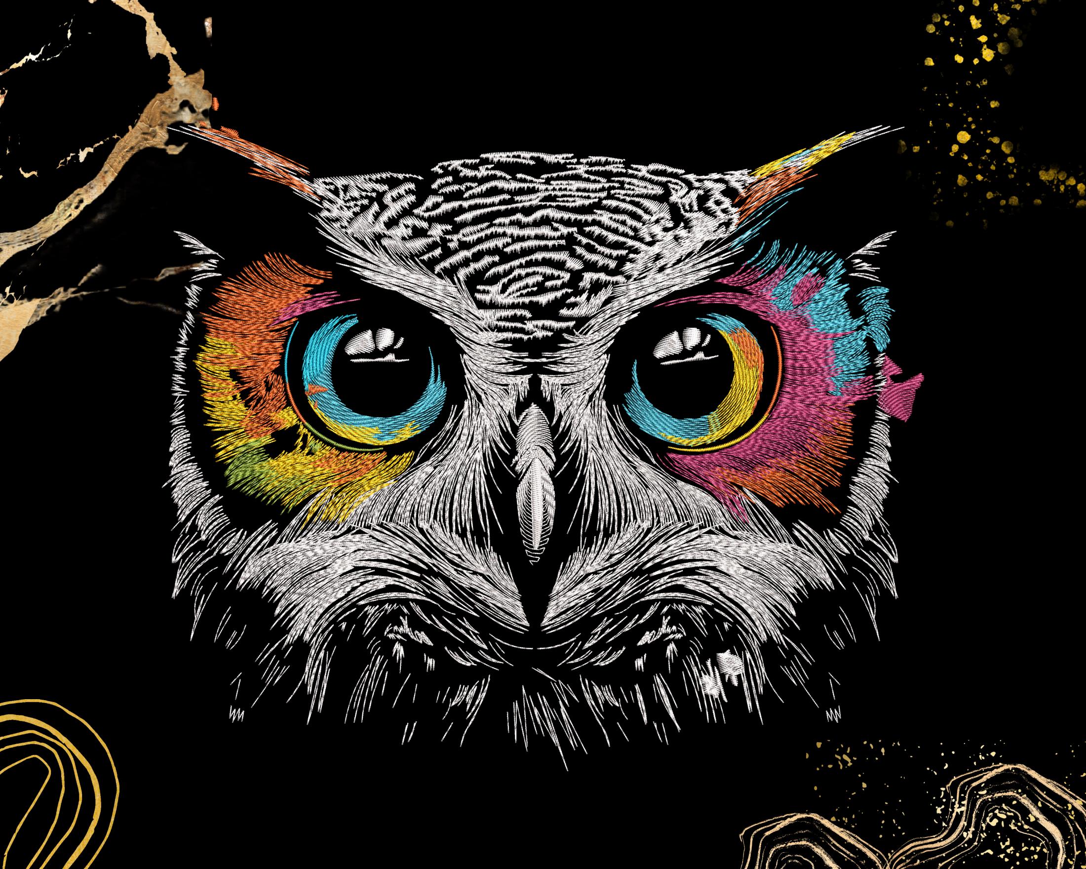 Owl Embroidery Design | Colorful Realistic Owl | Machine Embroidery Pattern | Digital Download | Wil