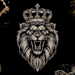 Royal Lion Embroidery Design | Fierce Crowned Lion Head, Vintage Heraldic Animal Art | Machine Embroidery File (Digital Download)