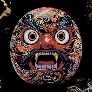Daruma dockbroderi | Digital broderidesign | Jackalapp och dekor | Dst, Pes, Vp3, Exp, Jef, Xxx | Samurai, Oni, Yokai, Japansk konst