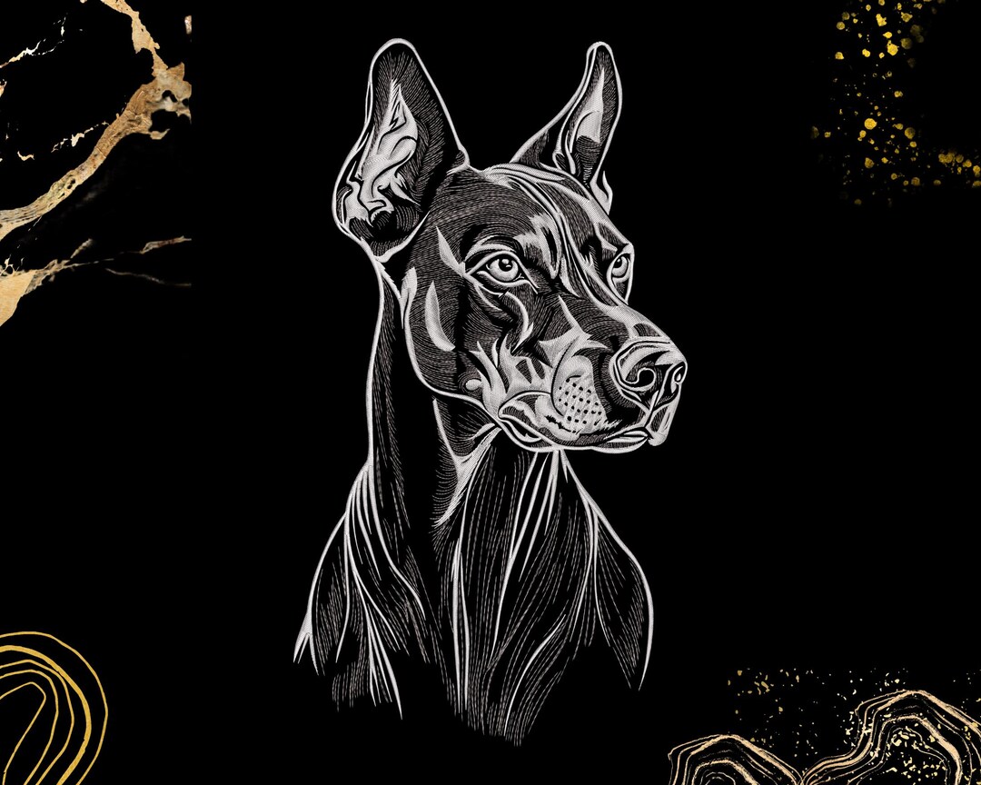 Doberman Embroidery Design | Fierce Dog Head Pattern | Pet Lovers & Dog ...
