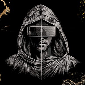VR Hooded Man Embroidery Design | Cyberpunk Portrait, Futuristic Tech Artwork | Machine Embroidery File (Digital Download)
