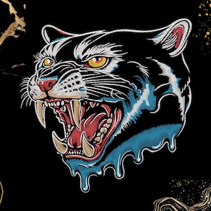Black Panther Embroidery Design | Wild Cat Machine Pattern | Jacket Patch Sweatshirt Tshirt Pillow | 7 Sizes Digital Download Dst, Exp, Pes