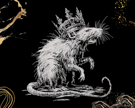 Crowned Rat Embroidery Design | Gothic Animal Illustration | Alternative Art and Streetwear Projects | Digital Download | Dark Fantasy | Dst