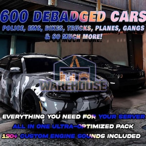 GTA V : pack de 600 voitures sans badge | Sons de moteur personnalisés | Prêt pour le FiveM | Optimisé | Haute qualité | Conforme aux conditions d'utilisation | Sans marque et sans badge | GTRAP