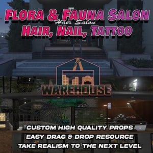 GTA V : salon de la flore et de la faune | Cheveux, ongles, tatouages | Accessoires personnalisés | Prêt pour le FiveM | Optimisé | Haute qualité | Installation facile | Rapide | GTRAP
