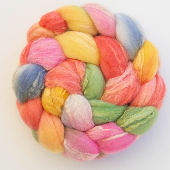 Hand dyed Merino top Soy silk top hand dyed fibre Soybean Etsy