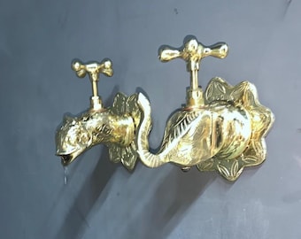 Handmade Moroccan Brass Faucets – Elephant & Fish Shaped Ornate Vintage Taps for Bathroom,
