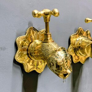 Handmade Moroccan Brass Faucets – Elephant & Fish Shaped Ornate Vintage Taps for Bathroom, image 10