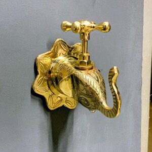 Handmade Moroccan Brass Faucets – Elephant & Fish Shaped Ornate Vintage Taps for Bathroom, image 7