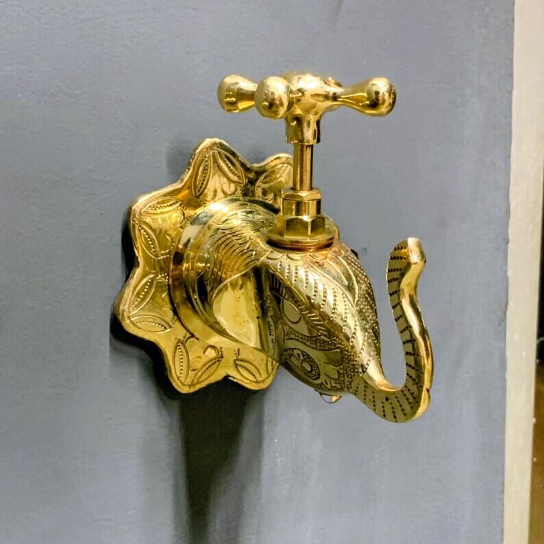 Handmade Moroccan Brass Faucets – Elephant & Fish Shaped Ornate Vintage Taps for Bathroom, image 7