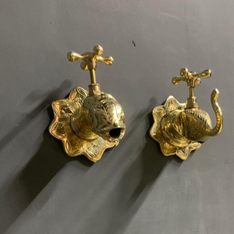 Handmade Moroccan Brass Faucets – Elephant & Fish Shaped Ornate Vintage Taps for Bathroom, image 3