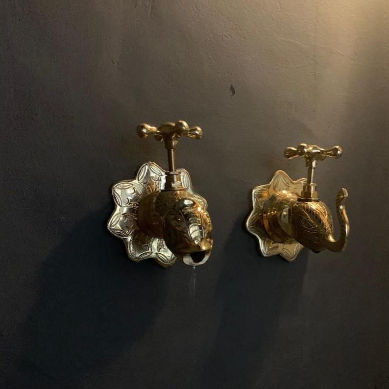 Handmade Moroccan Brass Faucets – Elephant & Fish Shaped Ornate Vintage Taps for Bathroom, image 5