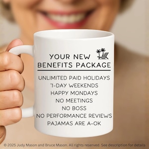 Funny Retirement Gift Personalized Coffee Mug, New Benefits Package image 3
