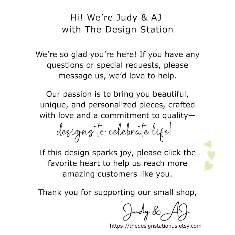 Wecome aboard. Hi! We're Judy & AJ with The Design Station