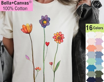 Floral Gardener T-Shirt - Whimsical Botanical Design