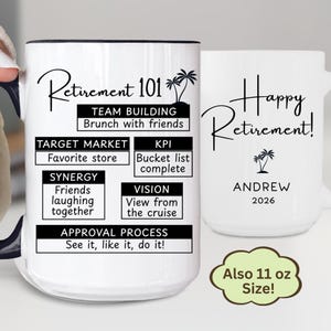 Funny Retirement Gift Personalized Coffee Mug, Retirement 101 Business Terms