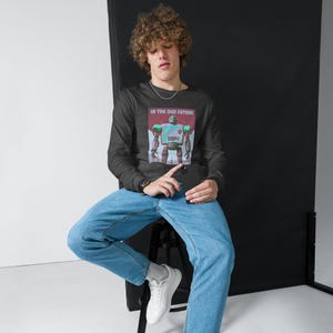 Unisex Langarmshirt/old Future Big Roboter/Lila