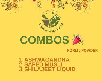 Ashwagandha Powder 100 Gm, Safed Musli Powder 100 Gm with Shilajeet Liquid 15 Gm Combo Pack 215 Gm