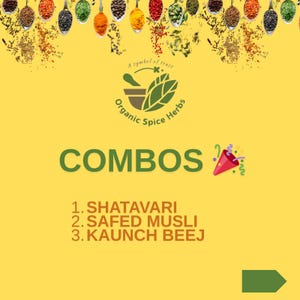 Shatavari, Shatavar, Safed Musli, White Musli, Kaunch Beej, Black Kaunch Beej Combo Pack, Organic Spice Herbs