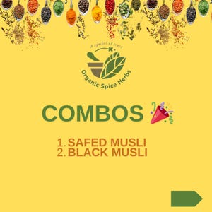 Safed Musli, Black Musli Combo Pack, Organic Spice Herbs
