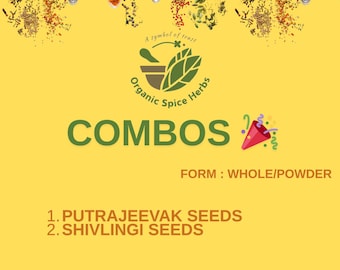 Nasiona Putrajeevak i proszek z nasion Shivlingi Churna Combo Pack Powder, nasiona Putrajeevak, nasiona Shivlingi, organiczne zioła przyprawowe