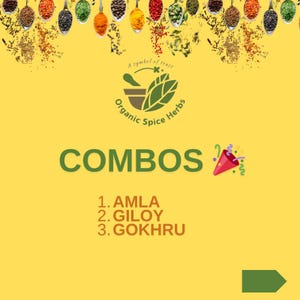 Amla, Giloy, Gokhru Herb Combo Pack, Organic Spice Herbs