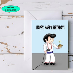 Elvis Geburtstagskarte, 5 x 7 Printable, Musikliebhaber, sofortiger digitaler Download!
