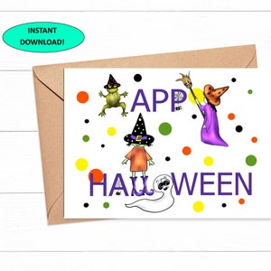 Halloween A Little-bit-Witchy Karte, 5 x 7 druckbare, Kinder, Freunde, Familie, sofortiger digitaler Download!