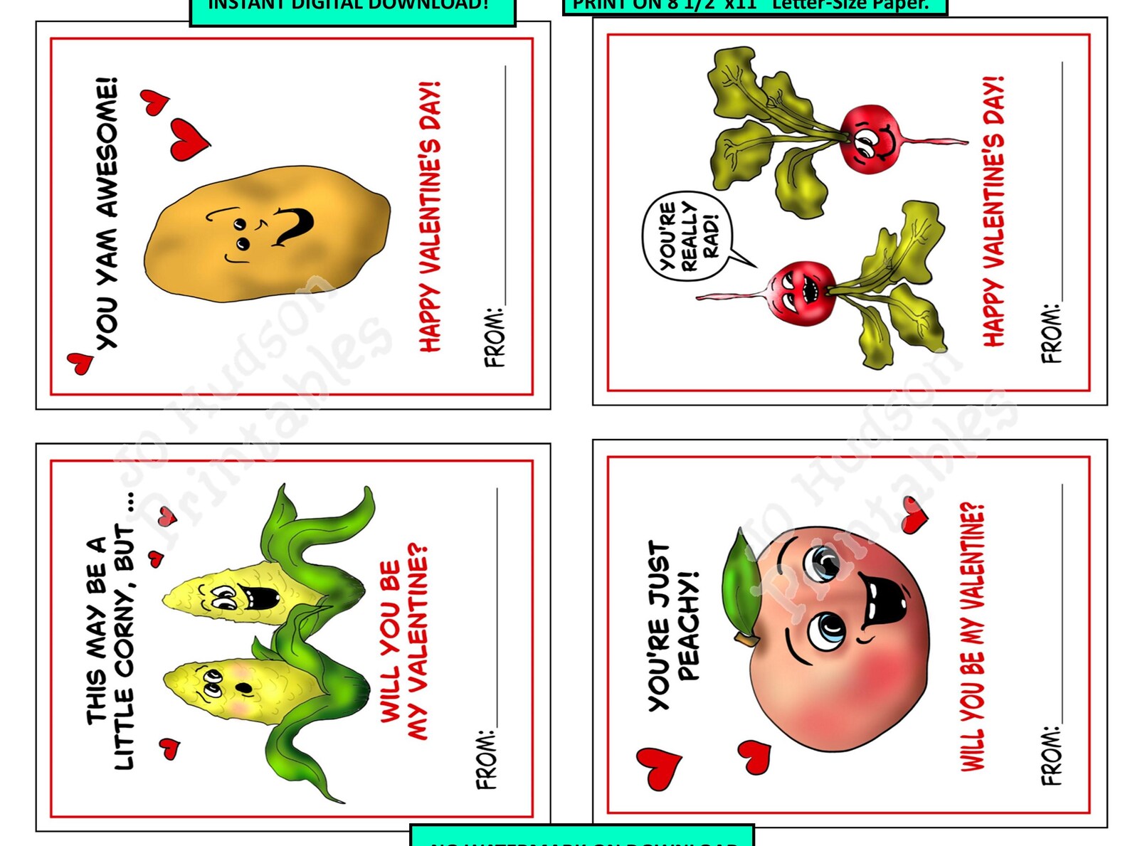 8 Funny Kids Valentine's Day Cards, Teacher Valentine, Classroom ...