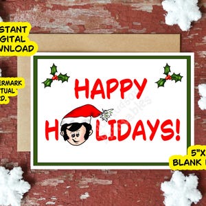 Cartão de Natal Elvis, 5x7 para impressão, amantes da música, fãs de Elvis, cartão de Natal divertido, download digital instantâneo