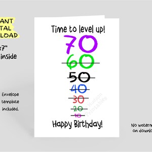70th Birthday Card, 5x7 Printable, 70th Birthday Card for Him, 70th Birthday Card for Her, Funny 70th Birthday Card