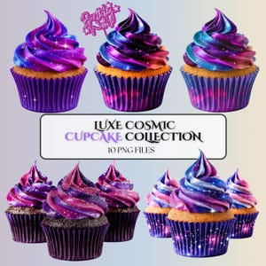 Cosmic Cupcake PNG Clipart | Galaxy Cupcakes for Celestial Party Decor | Space Birthday (Digital Download)