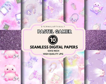 Pastell Gamer nahtloses digitales Papier | Gaming Sublimation Hintergründe | Scrapbook-Papier