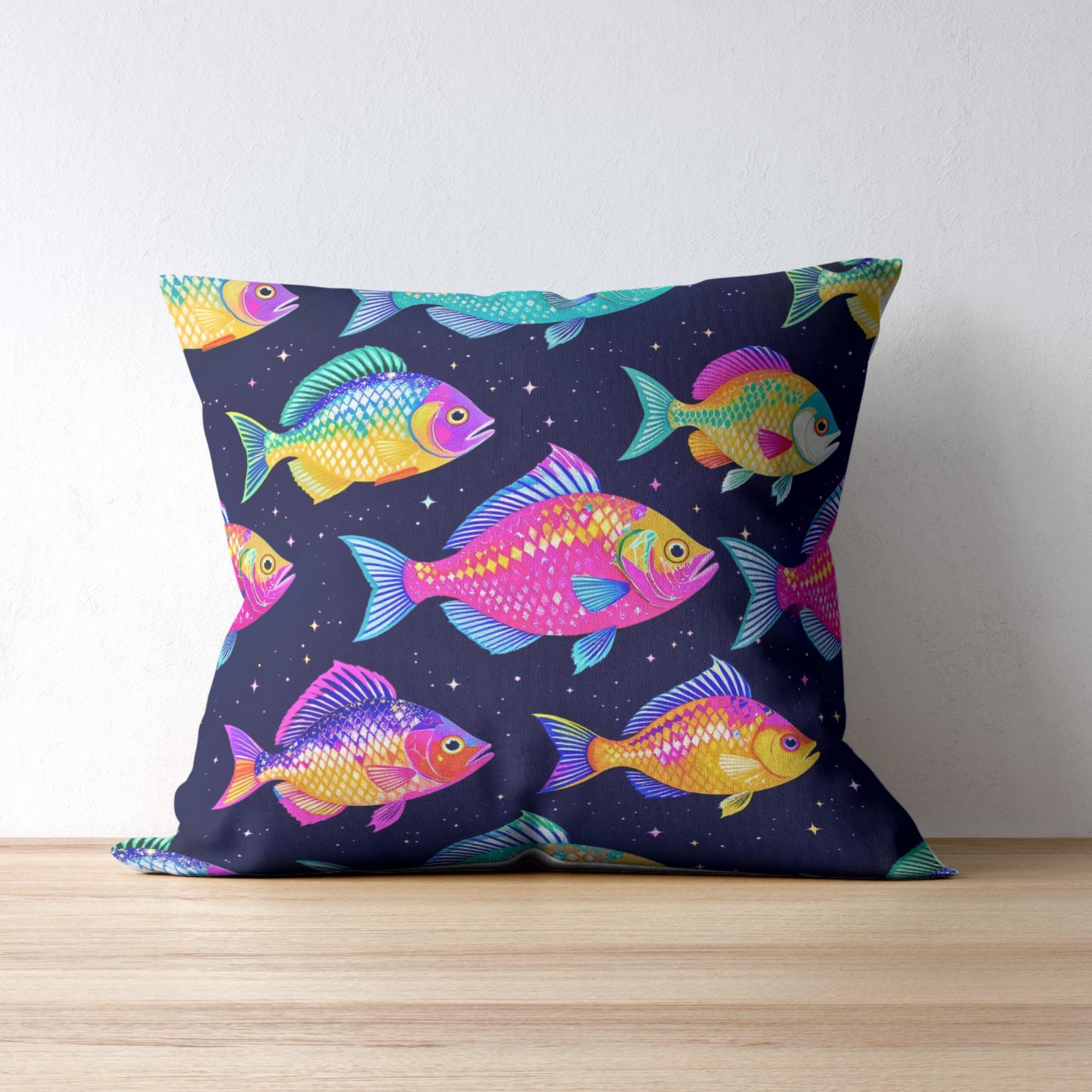 Glam Fish Cartoon Fish Seamless Digital Paper | Jewel Tone Glam Fish Pattern ...