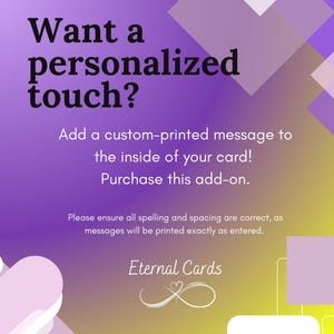 Ajoutez un message personnalisé à votre carte de voeux | carte personnalisée | Module complémentaire pour carte vierge