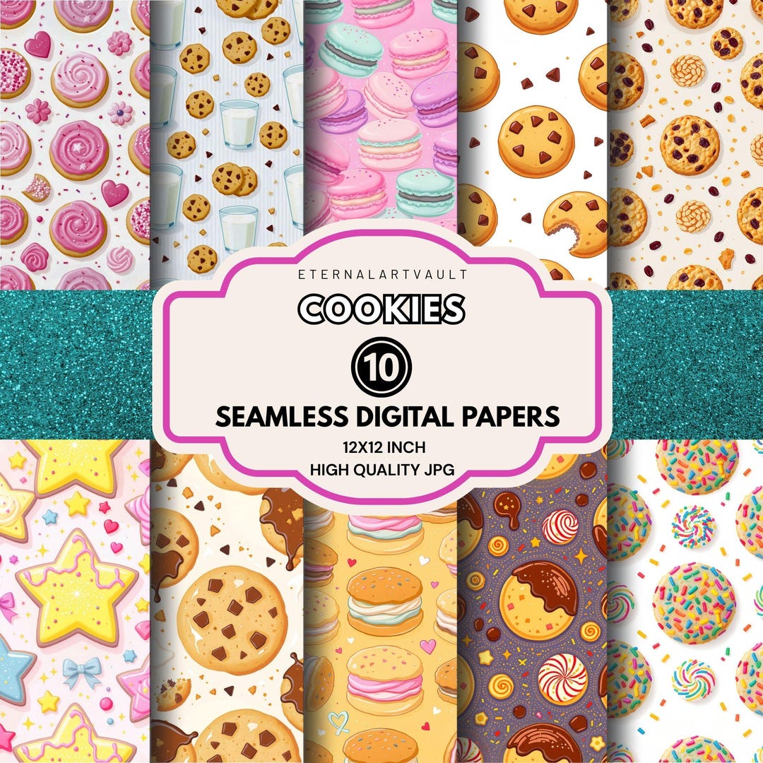 Cookies Seamless Digital Paper | Cute Cookie Pattern Backgrounds ...