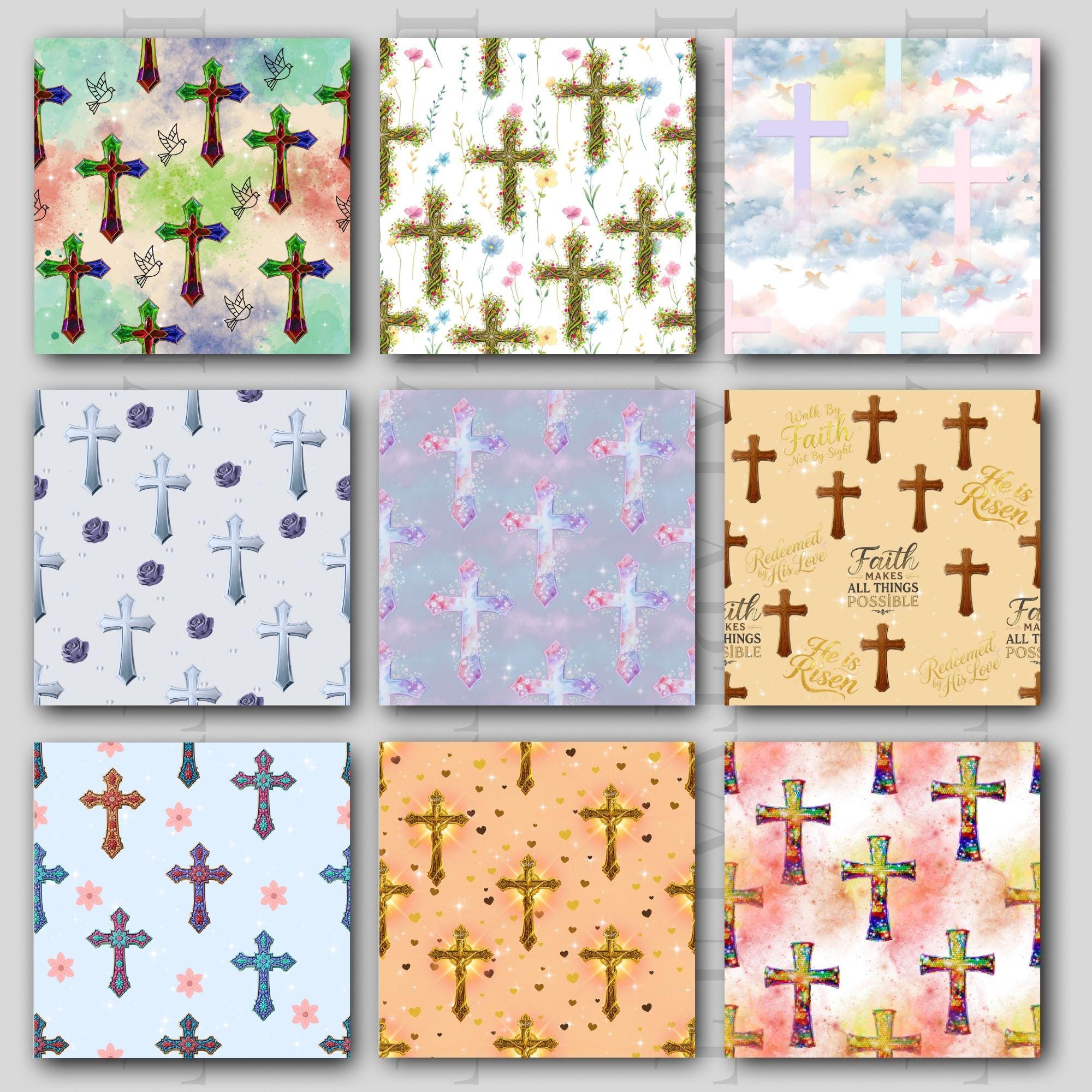 Christian Cross Seamless Digital Paper Set | Religious Cross Patterns ...