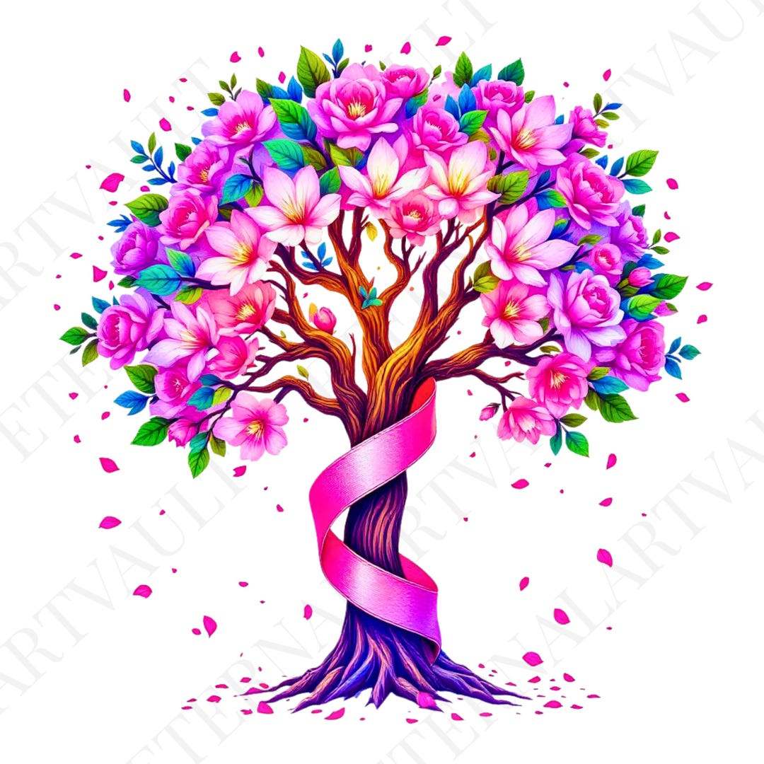 Pink Ribbon Tree of Life Clipart PNG | Breast Cancer Awareness ...