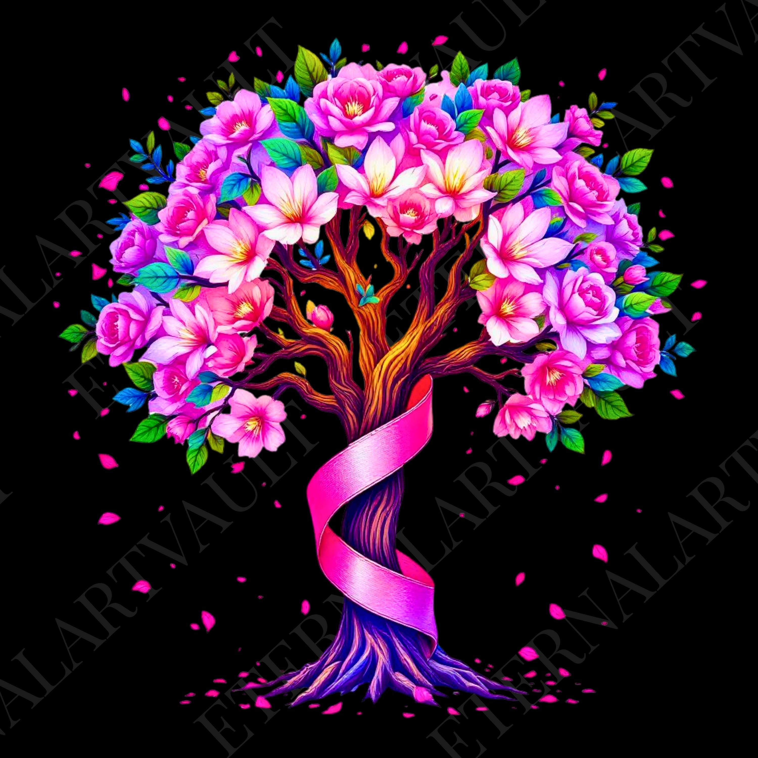 Pink Ribbon Tree of Life Clipart PNG | Breast Cancer Awareness ...