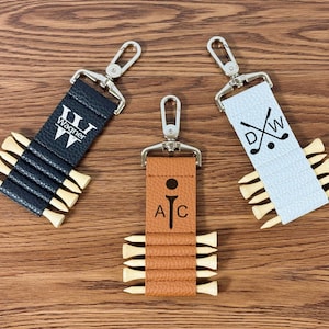 Étiquette de sac de golf en cuir, cadeau avec des tés de golf, étiquette de sac de golf, support de té de golf personnalisé, cadeau de golf pour homme, accessoires de golf personnalisés, cadeaux de garçons d'honneur