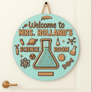 3D Science Teacher Door Sign, Teacher Name Sign, Back To School, Science Teacher Gift, Science Classroom Decor, Custom Teacher Door Hanger