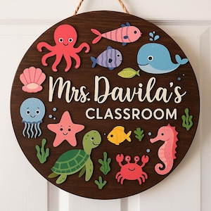 Teacher Gifts, Teacher Door Sign, Ocean Sea Themed Door Sign, Classroom Door Hanger, Back To School, Classroom Welcome Sign, Classroom Decor