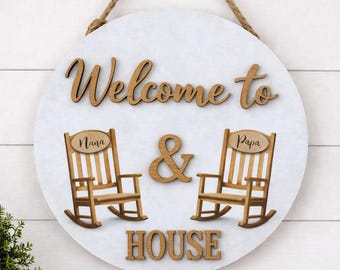 Grandparent Door Hanger, Personalized Front Door Sign for Nana & Papa, Gift for Grandparents, Grandma Grandpa Door Decor, Housewarming Gift