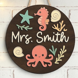 Teacher Gifts, Teacher Door Sign, Ocean Sea Themed Door Sign, Classroom Door Hanger, Back To School, Classroom Welcome Sign, Classroom Decor