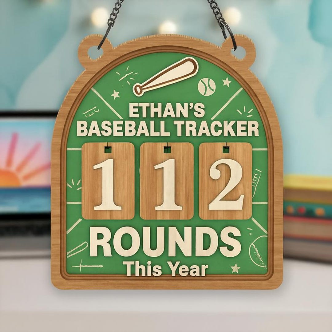 Personalized Baseball Rounds Tracker Sign, Custom Baseball Counter ...