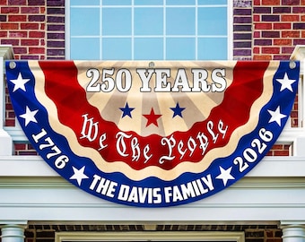 USA Semiquincentennial Banner,1776-2026 Patriotic Fence Decor, We The People 250th Anniversary Sign